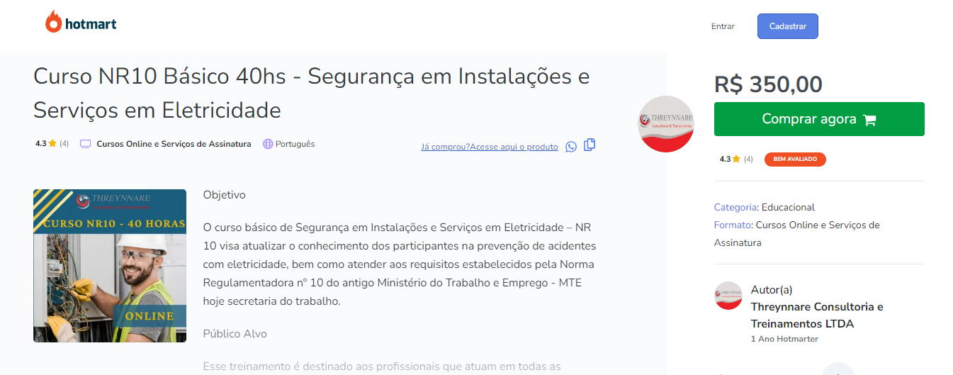 Curso NR10 Básico 40hs – Segurança em Instalações e Serviços em Eletricidade