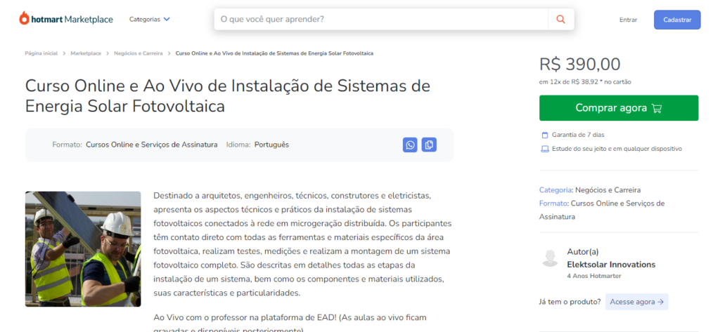 Curso Online de Instalação de Sistemas de Energia Solar Fotovoltaica