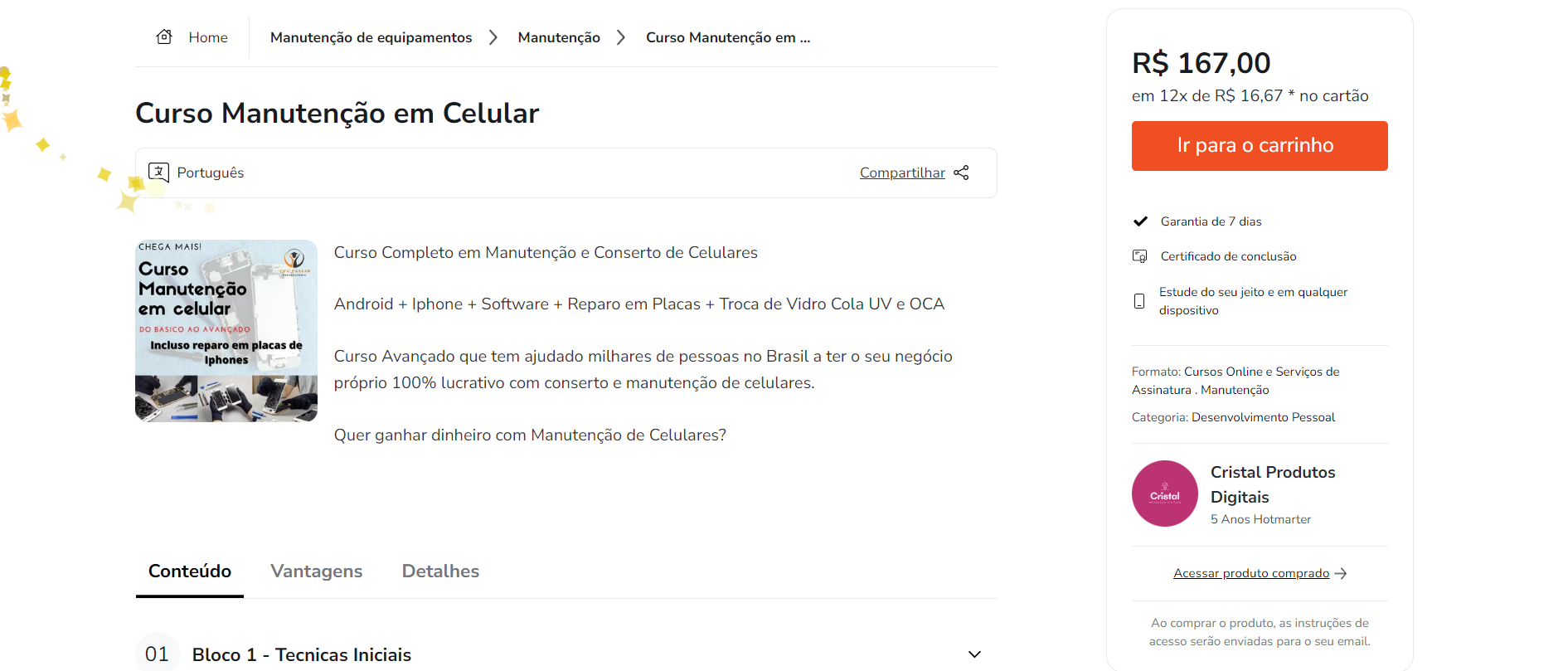 Curso Manutenção em Celular - Cristal Produtos Digitais 