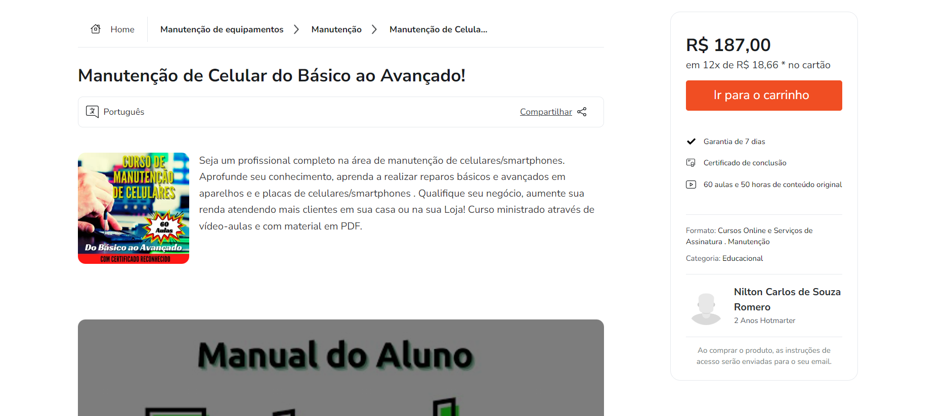 Manutenção de Celular do Básico ao Avançado! - Nilton Carlos de Souza Romero